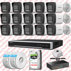 Hikvision 15 İp Kameralı 4mp Hibrit Colorvu Kamera Seti